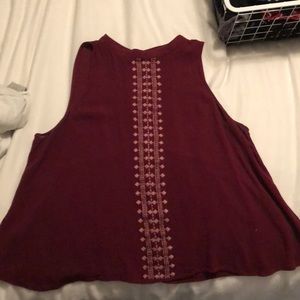 Large, burgundy, flowy shirt